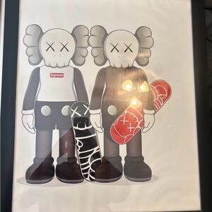 Kaws X Supreme Grey Companions with Red & Black Skateboards Art Print